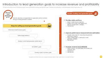Introduction To Lead Generation Goals Advanced Lead Generation Tactics Strategy SS V