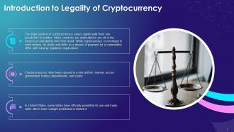 Introduction To Legality Of Cryptocurrency Training Ppt