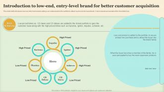 Introduction To Low End Entry Level Brand For Better Customer Making Brand Portfolio Work