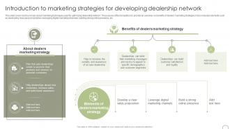 Introduction To Marketing Strategies For Developing Guide To Dealer Development Strategy SS
