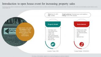 Introduction To Open House Event For Increasing Real Estate Marketing Plan To Maximize ROI MKT SS V