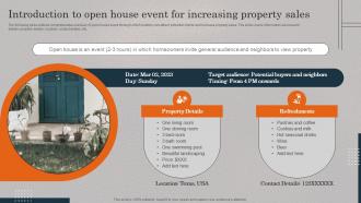 Introduction To Open House Event For Increasing Real Estate Promotional Techniques To Engage MKT SS V
