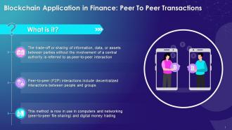 Introduction To Peer To Peer Transactions As Blockchain Application In Finance Training Ppt