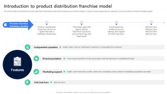 Introduction To Product Distribution Franchise Guide For Establishing Franchise Business