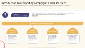Introduction To Rebranding Campaign To Increase Sales Creating A Successful Marketing Strategy SS V