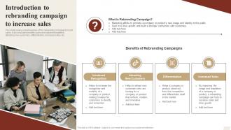 Introduction To Rebranding Campaign To Increase Sales Ways To Optimize Strategy SS V