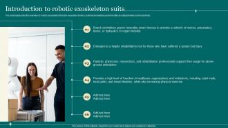 Introduction To Robotic Exoskeleton Suits Exoskeleton IT Ppt Sample