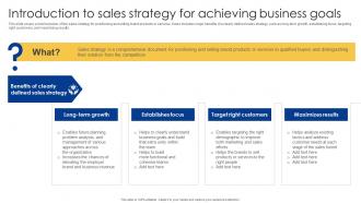 Introduction To Sales Strategy For Achieving Business Powerful Sales Tactics For Meeting MKT SS V