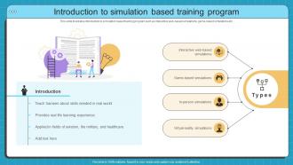Introduction To Simulation Based Simulation Based Training Program For Hands On Learning DTE SS
