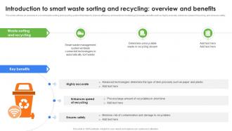 Introduction To Smart Waste Sorting And Recycling Role Of IoT In Enhancing Waste IoT SS