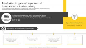 Introduction To Types And Importance Of Transportation Guide On Tourism Marketing Strategy SS