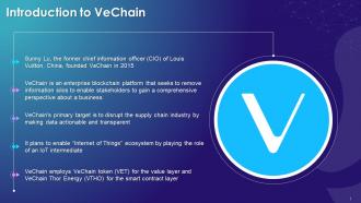 Introduction To Vechain As A Key Cryptocurrency Training Ppt