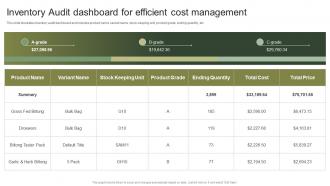 Inventory Audit Dashboard For Efficient Cost Management