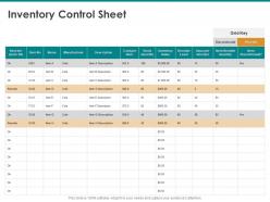 Inventory control sheet manufacturer ppt powerpoint presentation background designs