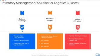 Inventory management solution for logistics business