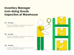 Inventory manager icon doing goods inspection at warehouse
