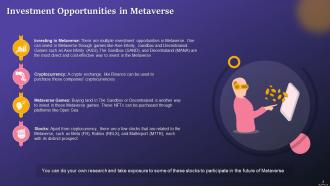 Investing In The Metaverse Training Ppt