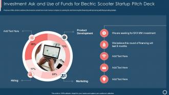 Investment ask and use of funds for electric scooter startup pitch deck