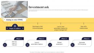 Investment Ask Task Management Software Investment Pitch Deck