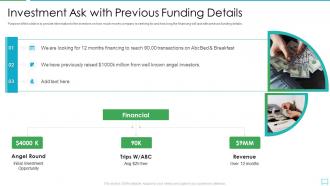 Investment ask with previous funding details travel and tourism startup company