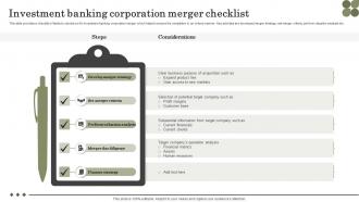 Investment Banking Corporation Merger Checklist