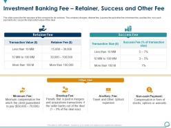 Investment banking fee retainer success and other fee general and ipo deal ppt professional