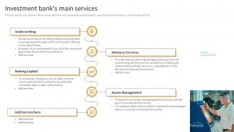 Investment Banks Main Services Buy Side M And A Investment Banking