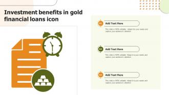 Investment Benefits In Gold Financial Loans Icon