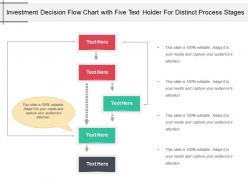 Investment decision flow chart with five text holder for distinct process stages