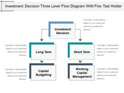 Investment Decision Three Level Flow Diagram With Five Text Holder
