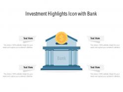 Investment highlights icon with bank
