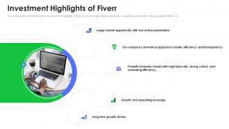 Investment highlights of fiverr investor funding elevator ppt ideas backgrounds