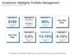 Investment highlights portfolio management powerpoint layout