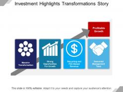 Investment highlights transformations story powerpoint guide