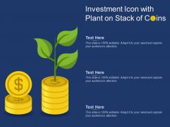 Investment Icon With Plant On Stack Of Coins