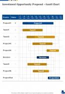 Investment Opportunity Proposal Gantt Chart One Pager Sample Example Document