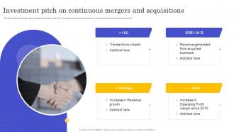 Investment Pitch On Continuous Mergers And Acquisitions
