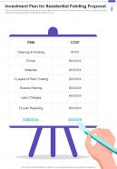 Investment Plan For Residential Painting Proposal One Pager Sample Example Document