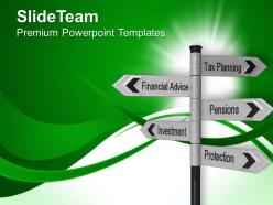 Investment plans future signpost powerpoint templates ppt themes and graphics 0213
