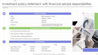 Investment Policy Statement With Financial Advisor Responsibilities