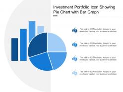 Investment portfolio icon showing pie chart with bar graph