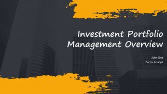 Investment Portfolio Management PPT Demonstration AT