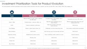 Investment prioritization tools for it product management lifecycle ppt icons