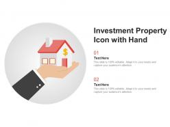 Investment property icon with hand
