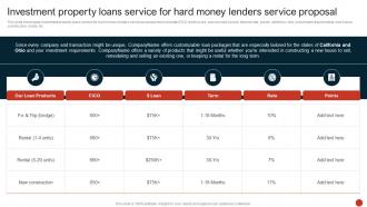 Investment Property Loans Service For Hard Money Lenders Service Proposal Ppt Images