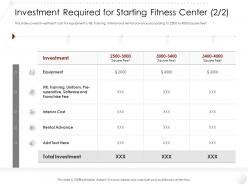 Investment required for starting fitness center equipment ppt pictures