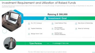 Investment requirement and utilization of raised funds fittr investor funding elevator pitch deck