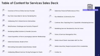 Investor Deck Presentation For Services Sales Ppt Template