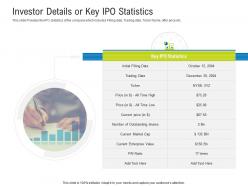 Investor details or key ipo statistics raise funding after ipo equity ppt ideas pictures