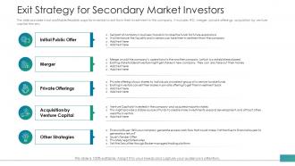 Investor pitch deck raise funds from post ipo market exit strategy secondary market